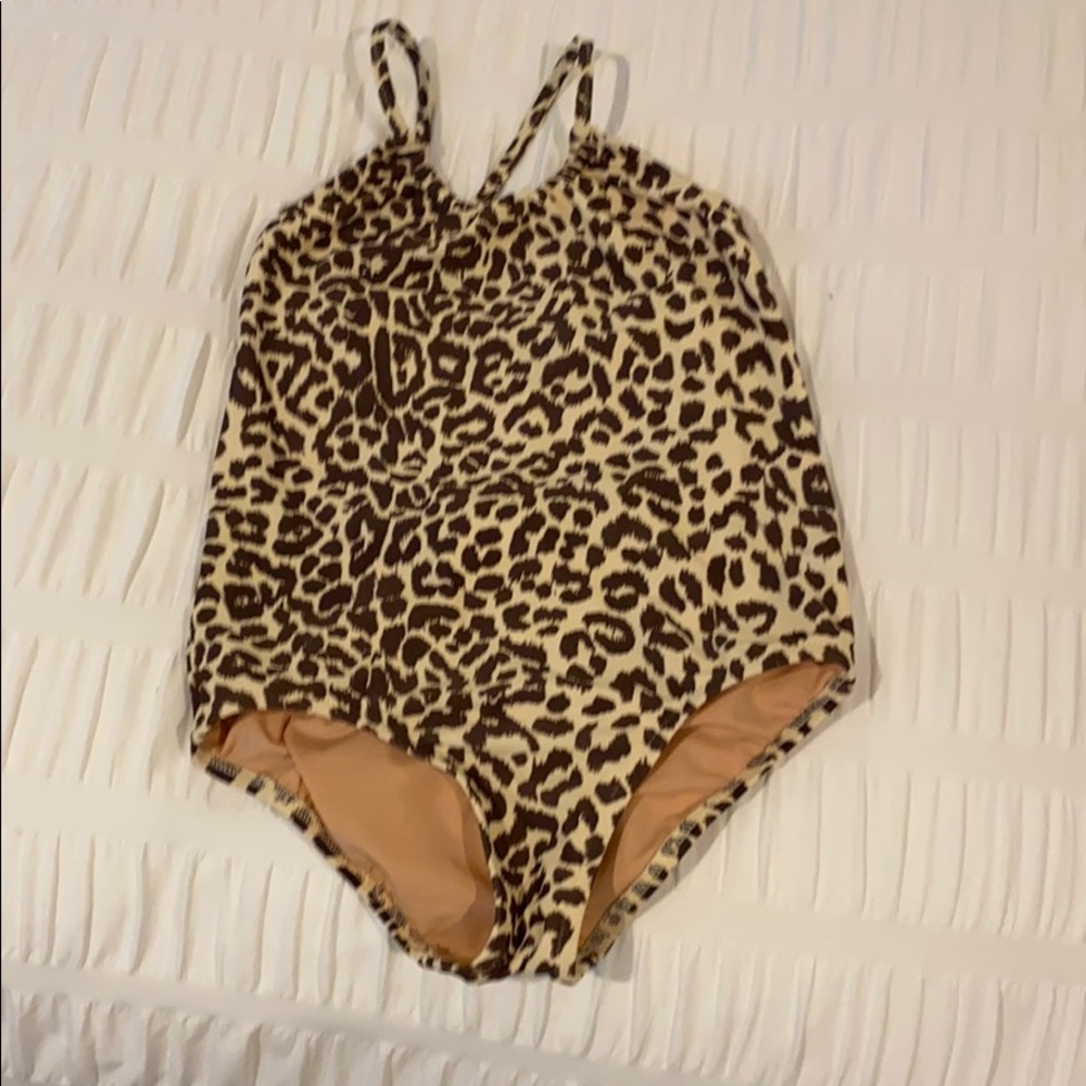 JCrew girls leopard swim suit size 6-7, worn once